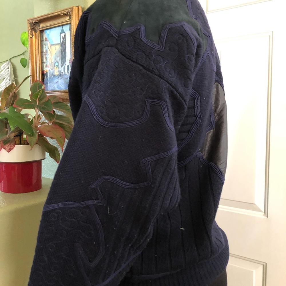 VTG Wool Patchwork Mock Sweater - Picture 3 of 9